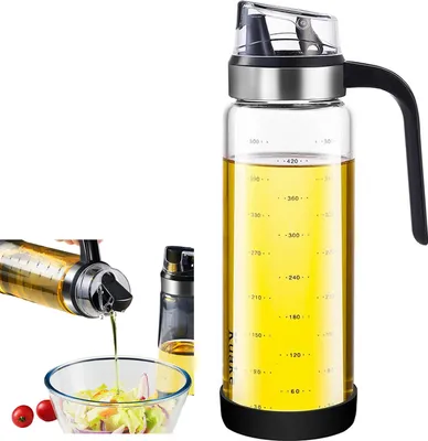 Obrázek produktu pro OKWISH Skleněná lahvička na olej 550 ml, dávkovač na olej a ocet, proti nečistotám, průhledná lahvička na olivový olej, ideální pro kuchyni, grilování, těstoviny, saláty a pečení