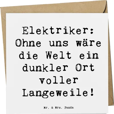Produktbild von Mr. & Mrs. Panda Grußkarte Spruch Elektriker Helden - Weiß - Geschenk, Langeweile, Berufsleben, Lächeln, Glückwunschkarte, Fähigkeiten, dunkler Ort, faltkarte, Hommage