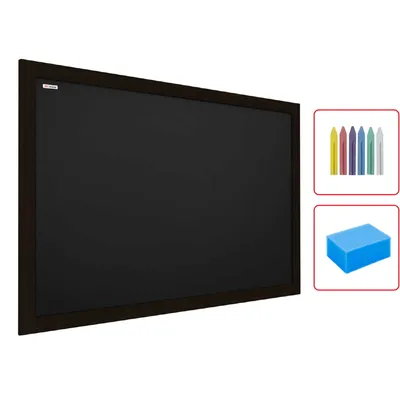 Zdjęcie produktu dla Tablica kredowa czarna 120x90 cm rama CZARNA drewniana lakierowana + gratis