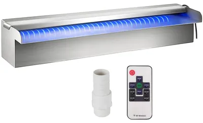 Produktbild von Wasserfallbrunnen – Schwimmbadwasserfall – Edelstahl-Überlauf mit LED-Beleuchtung – 30 cm, kompakte Ausführung