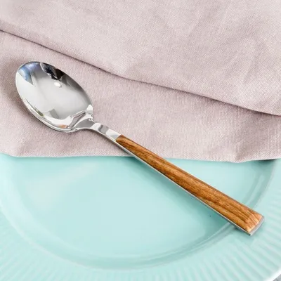 Obrázok produktu pre Nerezová lyžica 20,5 cm s imitáciou dreva, vhodná do umývačky
