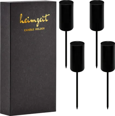 Produktbild von 4x Kerzenhalter Metall Schwarz Stabkerzen 22mm Kerzenstecker Adventskranz