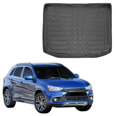 Produktbild von SCOUTT | Kofferraumwanne Laderaumwanne Kompatibel mit Mitsubishi ASX 2010-2019, mit Hoher Rand, Kofferraum-Schutzmatte, Geriffelt, Aufrollbar, Schwarz