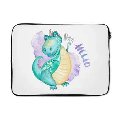 Produktbild von MuchoWow® Laptop Hülle 13 Zoll Dinosaurier - Kinderzimmer - Grün - Jungen - Mädchen - Kinder Laptoptasche - Laptophülle - Sleeve - Rundumschutz
