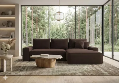Produktbild von CORNERO Ecksofa mit Schlaffunktion CALIFORNIA in L-Form mit Bettkasten Sofa mit Schlaffunktion Couch mit Stauraum Braun Ottomane rechts