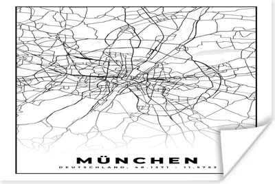 Produktbild von MuchoWow® Poster München - Karte - Stadtplan 180x120 cm - Fotoplakat