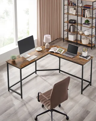 Produktbild von Psací stůl VASAGLE Rohový psací stůl Počítačový stůl ve tvaru L 149 x 149 x 76 cm (D x Š x V) Kancelářský stůl Vintage