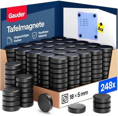 Produktbild von GAUDER Magnete für Magnettafel, Whiteboard & Kühlschrank (248 Stück 18x5mm)