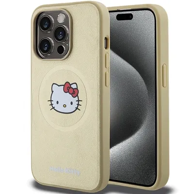 Zdjęcie produktu dla Etui Hello Kitty Leather Kitty Head Magsafe Na Iphone 13 Pro / 13 - Złote