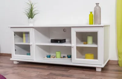 Produktbild von TV-Unterteil Massivholz Farbe: Weiß 55x136x47 cm