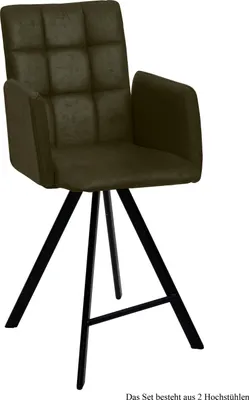 Produktbild von Thekenstuhl (2er-Set) Delcine 52x108x60 Schwarz/Khaki
