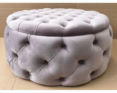 Produktbild von Casa Padrino Luxus Chesterfield Rundhocker mit Stauraum Grau Ø 100 x H. 45 cm