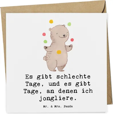 Produktbild von Mr. & Mrs. Panda Glückwunschkarte Bär Jonglieren - Weiß - Geschenk, anlasskarte, Klappkarte, Grußkarte, doppelkarte, Artistik, Sport, Zirkus, faltkarte, Jongleur
