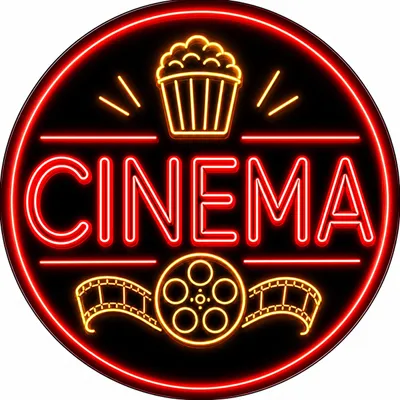 Produktbild von Blechschild Rund 30cm - Cinema Neon Design Heimkino Film Deko