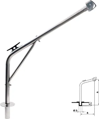 Produktbild von 2er Set Davit Edelstahl für Boot bis 120 kg aus rostfreiem Edelstahl mit Umlenkrolle und Klampe
