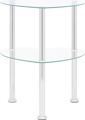 Produktbild von vidaXL Beistelltisch mit 2 Ablagen Transparent 38x38x50 cm Hartglas