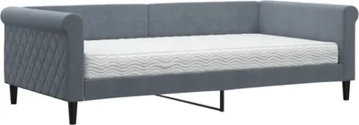 Produktbild von vidaXL Tagesbett mit Matratze Dunkelgrau 100x200 cm Samt