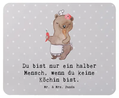 Produktbild von Mr. & Mrs. Panda Mousepad Köchin Herz - Grau Pastell - Geschenk, Lustig, mousematte, Witzig, Restaurant, Mauspad, computer, Spruch, Mouse Pad, laptop