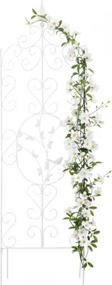 Produktbild von Relaxdays Rankhilfe, HxB: 116 x 35 cm, Rankgitter für Kletterpflanzen, Metall, pulverbeschichtet, freistehend, weiß