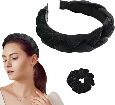 Immagine prodotto di Set Accessori per Capelli Cerchietto in Velluto e Elastico Elegante Nero