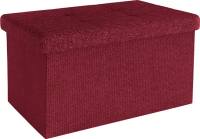Immagine prodotto di Intirilife Panca pieghevole 49x30x30 cm in GRANATO ROSSO - Cubo di seduta con vano portaoggetti e coperchio in tessuto con incavi - Cubo di seduta poggiapiedi scatola portaoggetti cassapanca sgabello sedile