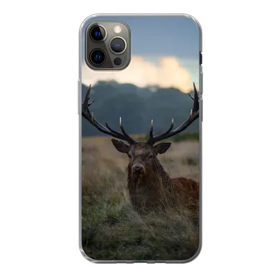 Produktbild von MuchoWow® Handyhülle Schutzhülle Hülle für iPhone 12 Pro Max Hirsch - Wiese - Geweih Silikon Softcase Handy Hülle - Hartschale