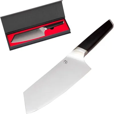 Imagen del producto de Nakiri | Cuchillo profesional japonés con mango de ébano | Longitud de la hoja: 20 cm | Cuchillo para verduras de filo ultra afilado | Acero especial de 3 capas con núcleo de acero 440C
