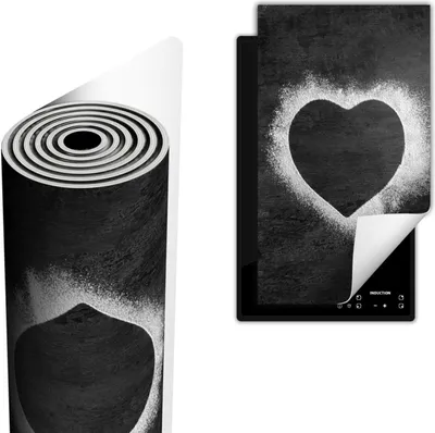 Immagine prodotto di Piastra di copertura del fornello Piastra di copertura del piano cottura in Vetroceramica 30x52 cm Tappetino antiscivolo Roll-up, cuore ardesia