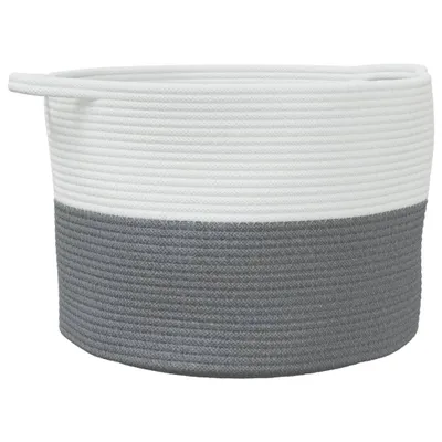 Image de Panier à linge gris et blanc Ø55x36 cm coton