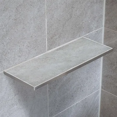 Produktbild von Dalsys Befliesbare Duschablage Ecke 400mm x 150mm Silber Ablage zum Einfliesen, Edelstahl korrosionsbeständig, Bad Accessoires