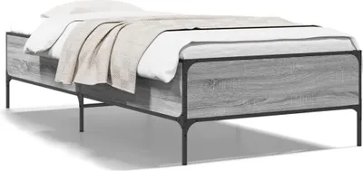 Produktbild von vidaXL Bettgestell Grau Sonoma 75x190 cm Holzwerkstoff und Metall