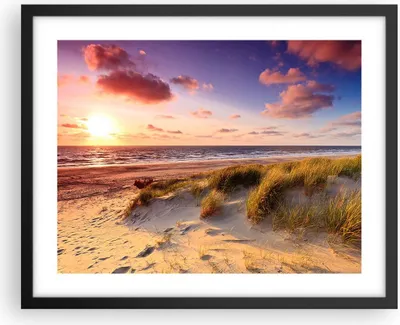 Produktbild von Gerahmtes Poster - Schwarzer Rahmen - Meer Strand Düne - 50x40 cm - Wand Bild - Wanddeko - Wandbilder - Kunstposter - Wandposter - Bilderrahmen - Bilder - Kunstdruck - Wandbild - P2BAA50x40-3540