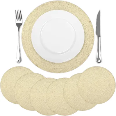 Produktbild von Runde gewebte Platzsets, hitzebeständig, 38x38 cm, 6 Stück, für die Küche
