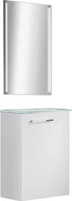 Produktbild von Fackelmann SBC SCENO Gäste WC Set 3-teilig 45 cm, Weiß, links, Glas Weiß inkl. LED-Spiegel