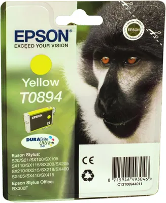 Produktbild von Epson Monkey Tintenpatrone Yellow T0894 DURABrite Ultra Ink, Gelb, Tinte auf Pigmentbasis, 1 Stück(e)