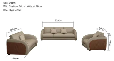 Produktbild von Dreisitzer Italienische Stil Möbel Sofa 3 Sitzer Modernes Sofa Ledersofa Couch