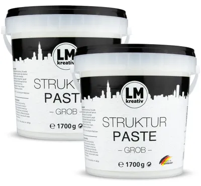 Produktbild von LM-Kreativ Strukturpaste grob 3,4 kg, Weiß – Texture Paste für Acrylmalerei, Impasto und Reliefs auf Leinwand, Holz und Pappe, wasserbasiert