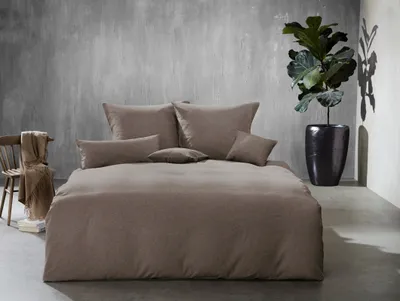 Zdjęcie produktu dla Fleuresse Lech pościel z delikatnej flaneli 240x220 wzór w jodełkę taupe 603089-27