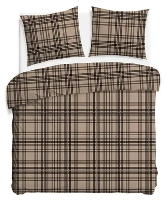 Obrázek produktu pro Běžné povlečení, flanelové povlečení, teplé, vhodné na zimu, rozměr 200x220, model 31524-1, béžová kostka