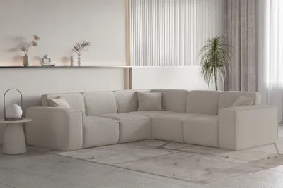 Produktbild von Ecksofa Designersofa CELES PREMIUM Stoff Ascot Bukla Beige Seite Universal