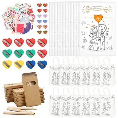 Productafbeelding van Omgoods - Set van 12 Bruiloft Gastgeschenken met Kleurboeken en Potloden