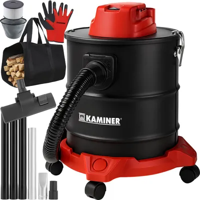 Produktbild von KAMINER Aschesauger 20 L, 1600 W hitzebeständig – Metalltank, HEPA + Textilfilter, Saug- & Blasfunktion, 3 Düsen, Räder – beutellos, Ofen, Grill & Werkstatt 26241