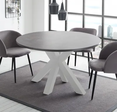 Produktbild von Esstisch weiß matt keramik dunkel 110x78 cm Big System Rund Stern 110 Auszug