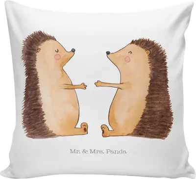 Produktbild von Mr. & Mrs. Panda mikrofaser kopfkissen Igel Liebe - Weiß - Geschenk, Kuschelkissen, Kissen 40x40, Sofa, Verlobung, Zierkissen, Deko, Hochzeit, Hochzeitstag