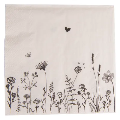 Image de Clayre & Eef Serviettes papier Set de 20 33x33 cm (20) Beige Papier Fleurs