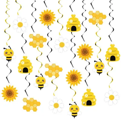 20er Set Bienen-Swirl-Dekorationen aus Folie, Party-Deko