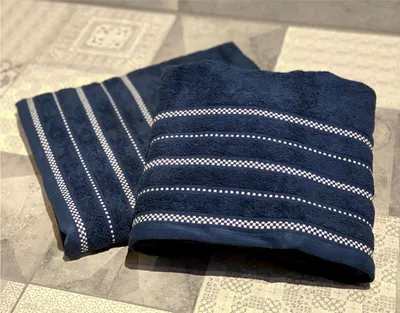 Produktbild von Handtuch Duschtuch Badetuch Frottier 100% Baumwolle Handtücher Typ674 Marineblau 2er Set Duschtuch 140x70 cm