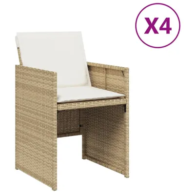 Produktbild von Gartenstühle mit Kissen 4 Stk. Beige Poly Rattan