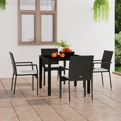 Produktbild von Maison Exclusive - Gartenstühle mit Kissen 4 Stk. Poly Rattan Schwarz