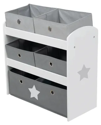 Immagine prodotto di roba, scaffale portaoggetti "Stars", scaffale per giocattoli con 5 contenitori in tessuto, scaffale portaoggetti, adatto a bambini di entrambi i sessi